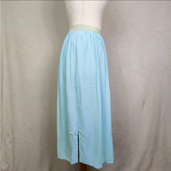 M&S Aqua Blue A-line Midi Skirt Elastic Waist UK Size 10 New - Picture 2 of 7